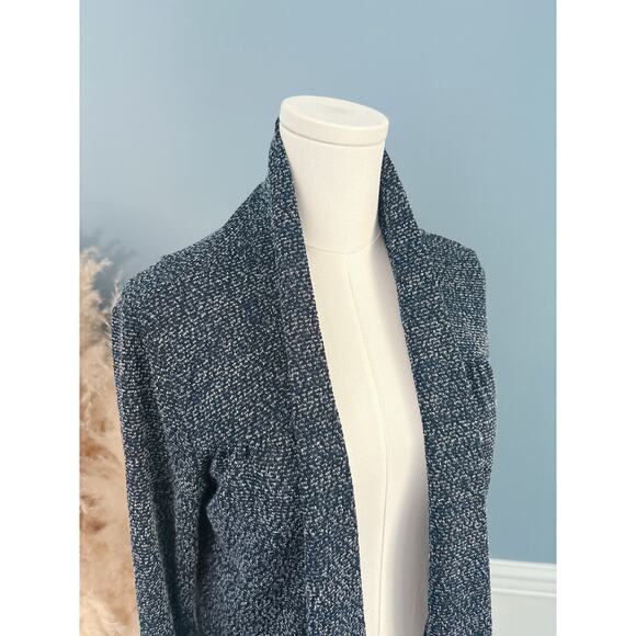 Carol Rose Marled Knit Cardigan Swearer Size Medium Petite Navy Blue - Picture 2 of 10